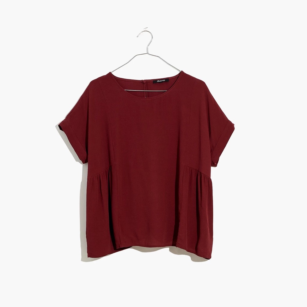 Cuffed-Sleeve Shirred Top